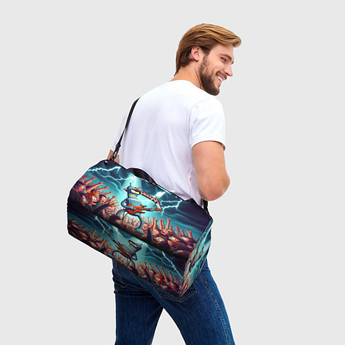 Спортивная сумка Бендер рок гитарист - группа Футурама / 3D-принт – фото 3