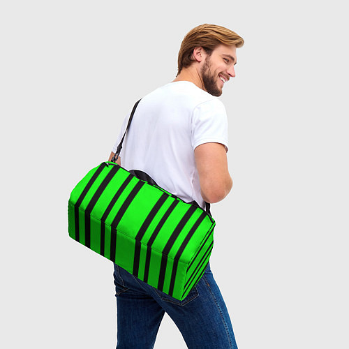 Спортивная сумка Color black and green stripes / 3D-принт – фото 3