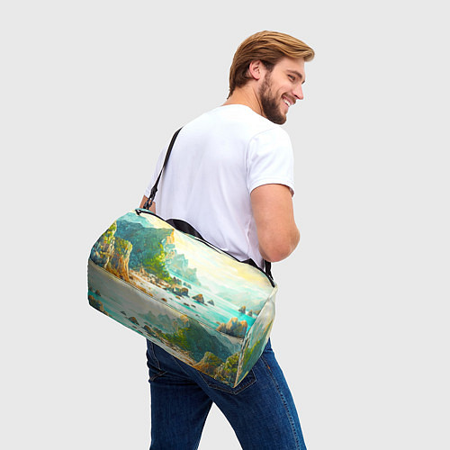 Спортивная сумка Художественный пейзаж море скалы / 3D-принт – фото 3