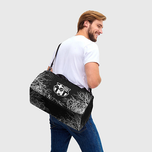 Спортивная сумка Barcelona деревья белые ночь / 3D-принт – фото 3