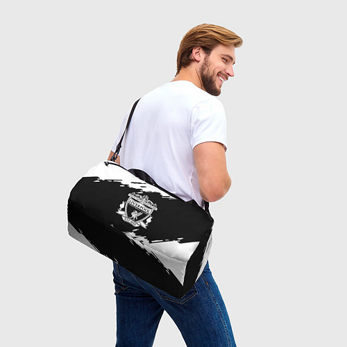 Спортивная сумка Liverpool белые краски штрихи / 3D-принт – фото 3