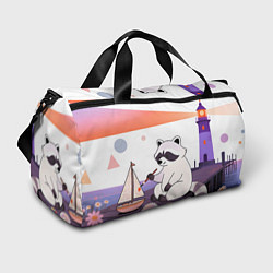 Сумки спортивные Енот рисует ракушки, цвет: 3D-принт