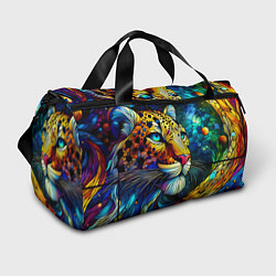 Сумки спортивные Морда леопарда - витраж, цвет: 3D-принт