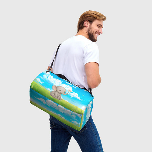 Спортивная сумка Слоненок с цветочком / 3D-принт – фото 3