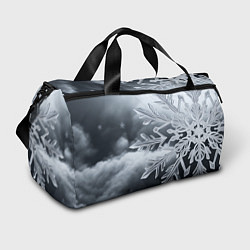 Сумки спортивные Снежинка на черно белое, цвет: 3D-принт