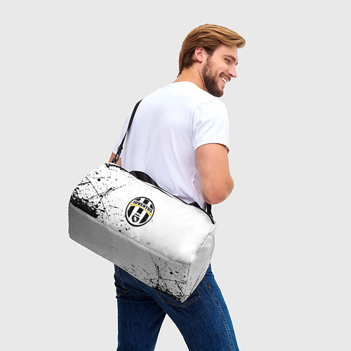 Спортивная сумка Ювентус черные краски всплеск / 3D-принт – фото 3