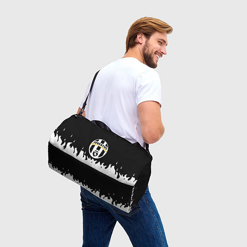 Спортивная сумка Ювентус белый огонь текстура / 3D-принт – фото 3
