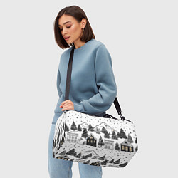 Сумки спортивные Заснеженный черно-белый город, цвет: 3D-принт — фото 2