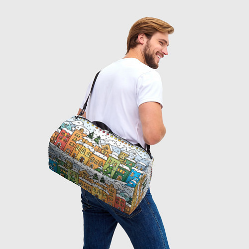 Спортивная сумка Новогодний снегопад / 3D-принт – фото 3