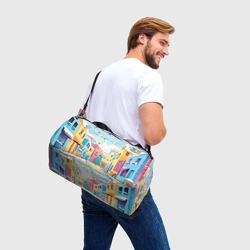 Спортивная сумка Разноцветный новогодний дворик / 3D-принт – фото 3