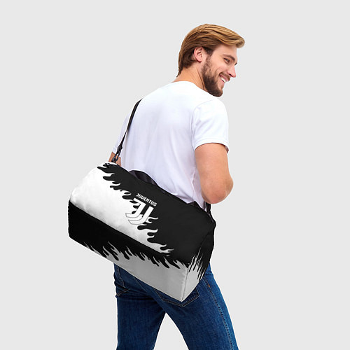 Спортивная сумка Ювентус огонь текстура / 3D-принт – фото 3