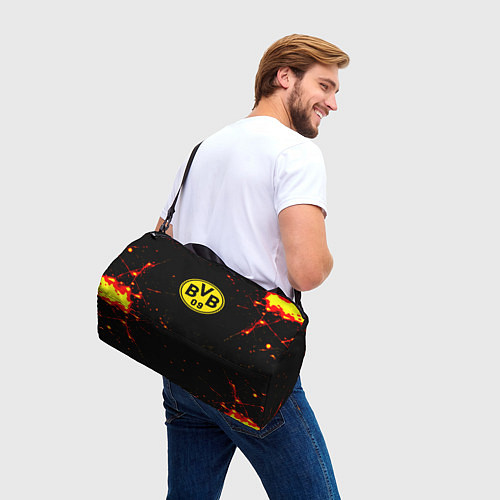 Спортивная сумка Боруссиа огненные краски текстура / 3D-принт – фото 3