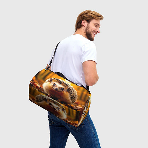 Спортивная сумка Ежик в осеннем лесу / 3D-принт – фото 3