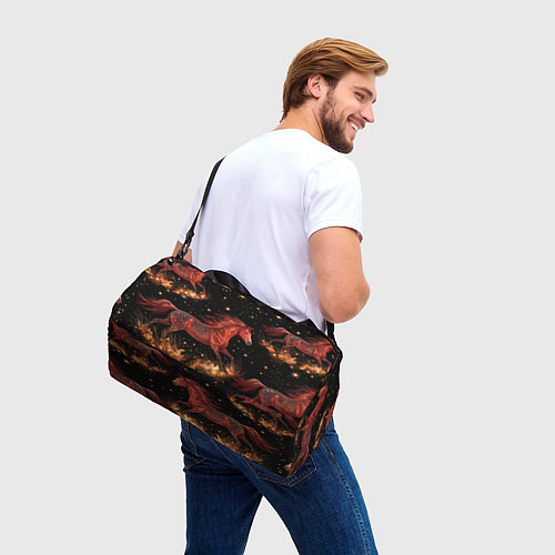 Спортивная сумка Огненные лошади - паттерн / 3D-принт – фото 3
