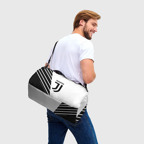 Спортивная сумка Ювентус полосы геометрия текстура / 3D-принт – фото 3