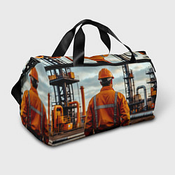 Сумки спортивные Нефтехимик на фоне завода, цвет: 3D-принт