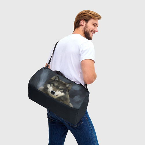 Спортивная сумка Зимний волк / 3D-принт – фото 3
