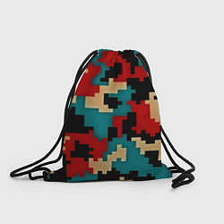 Рюкзак-мешок Камуфляж пиксельный: красный/голубой, цвет: 3D-принт