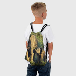 Рюкзак-мешок Семья слонов в природе, цвет: 3D-принт — фото 2