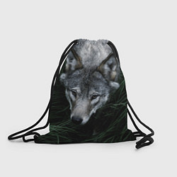 Рюкзак-мешок Волк в траве, цвет: 3D-принт