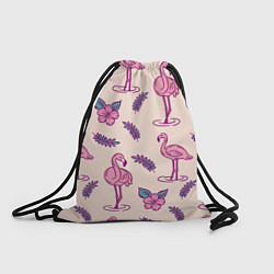 Рюкзак-мешок Фламинго: розовый мотив, цвет: 3D-принт