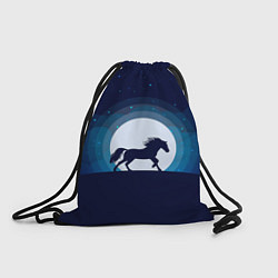 Рюкзак-мешок Лошадь под луной, цвет: 3D-принт
