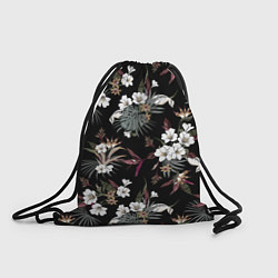 Рюкзак-мешок Белые цветы в темноте, цвет: 3D-принт