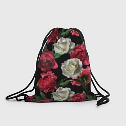 Рюкзак-мешок Красные и белые розы, цвет: 3D-принт