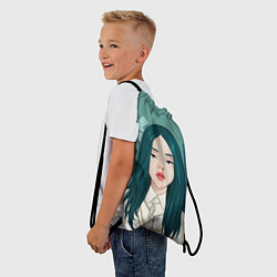 Рюкзак-мешок Billie Eilish: Turquoise Hair, цвет: 3D-принт — фото 2