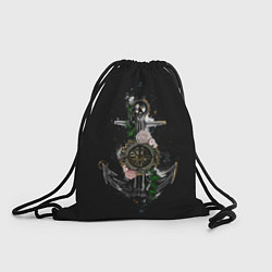 Рюкзак-мешок Якорь с компасом и цветами, цвет: 3D-принт