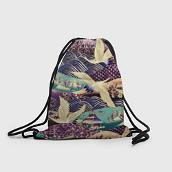 Рюкзак-мешок Японская вышивка с журавлями, цвет: 3D-принт