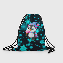 Рюкзак-мешок Новогодний пингвин, цвет: 3D-принт