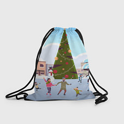 Рюкзак-мешок Новогодний каток, цвет: 3D-принт