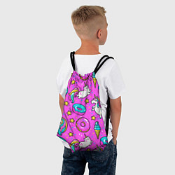 Рюкзак-мешок Единороги с пончиками, цвет: 3D-принт — фото 2