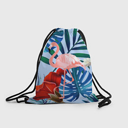 Рюкзак-мешок Фламинго в папоротнике, цвет: 3D-принт