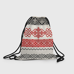 Рюкзак-мешок Славянский узор красно-черный, цвет: 3D-принт