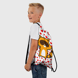 Рюкзак-мешок Енот в сердечках, цвет: 3D-принт — фото 2