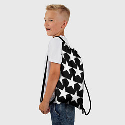 Рюкзак-мешок Белые звёзды на чёрном фоне 2, цвет: 3D-принт — фото 2