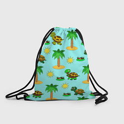 Рюкзак-мешок Черепашки и пальмы, цвет: 3D-принт