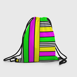 Рюкзак-мешок Полосатый неоновый модный узор, цвет: 3D-принт