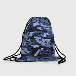 Рюкзак-мешок Синий камуфляж в клетку, цвет: 3D-принт
