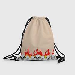 Рюкзак-мешок Черепа в Огне Бежевый, цвет: 3D-принт