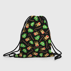 Рюкзак-мешок Олени, елки и карамель, цвет: 3D-принт