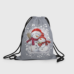 Рюкзак-мешок Два снеговика, цвет: 3D-принт