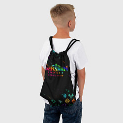 Рюкзак-мешок GENSHIN IMPACT NEON LOGO RAINBOW STYLE, ЭМБЛЕМЫ, цвет: 3D-принт — фото 2