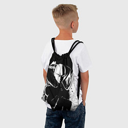 Рюкзак-мешок Черно-белый Сайтама One Punch-Man, цвет: 3D-принт — фото 2