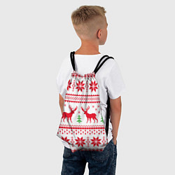 Рюкзак-мешок Новогодний узор с оленями, цвет: 3D-принт — фото 2
