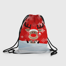 Рюкзак-мешок Новогодний Олень сидит в снегу, цвет: 3D-принт