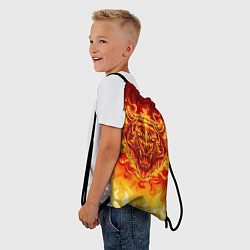 Рюкзак-мешок Огненный тигр в пламени, цвет: 3D-принт — фото 2