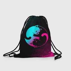 Рюкзак-мешок ИНЬ ЯНЬ НЕОНОВЫЕ КОТИКИ, цвет: 3D-принт